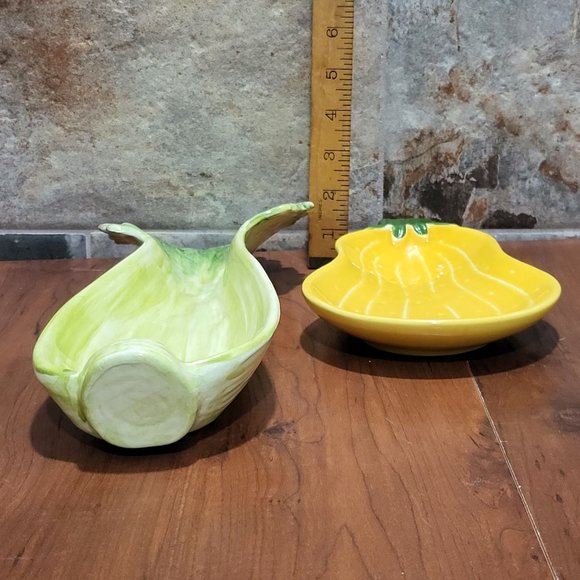 Ceramic Celery Squash Pumpkin Serving Dish Tray Set of 2 - Picture 9 of 13
